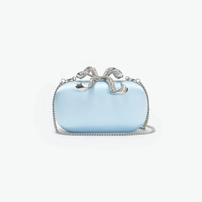 Self Portrait Clutch Bags Blue Satin Bow Clutch 8211 Women Self Portrait Clutch Bags Blue Satin Bow Clutch 8211 Women
