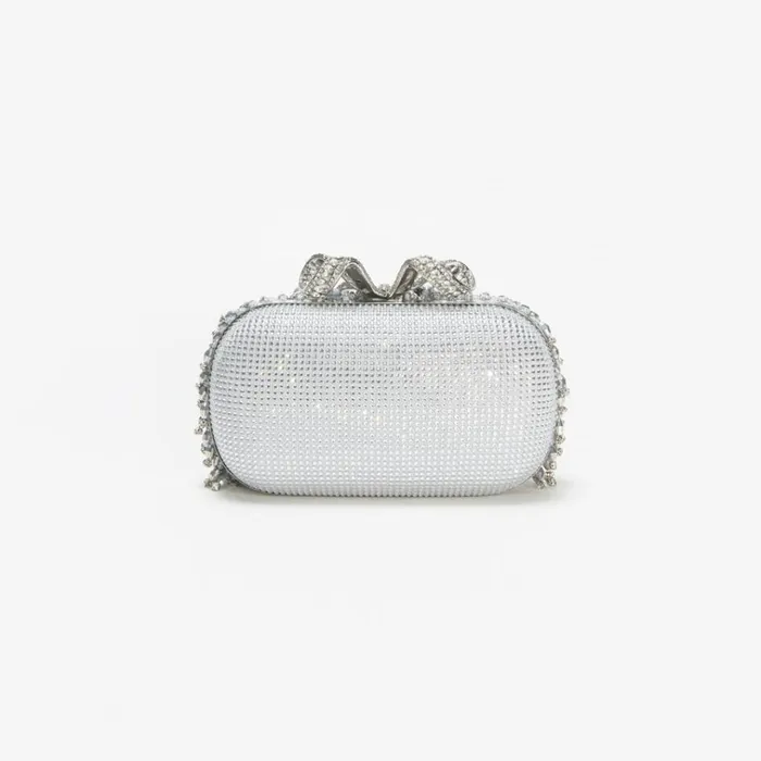 Self Portrait Clutch Bags Silver Embellished Bow Clutch 8211 Women Self Portrait Clutch Bags Silver Embellished Bow Clutch 8211 Women