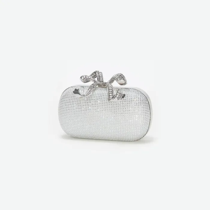 Self Portrait Clutch Bags Silver Rhinestone Bow Clutch 8211 Women Self Portrait Clutch Bags Silver Rhinestone Bow Clutch 8211 Women