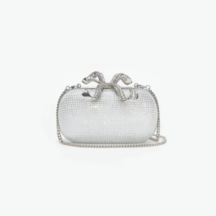Self Portrait Clutch Bags Silver Rhinestone Bow Clutch 8211 Women Self Portrait Clutch Bags Silver Rhinestone Bow Clutch 8211 Women