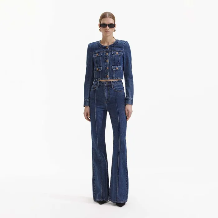 Self Portrait Denim Blue Bootcut Denim Jeans 8211 Women