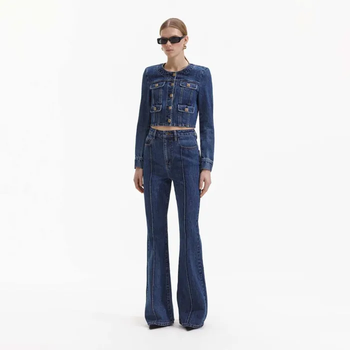 Self Portrait Denim Blue Bootcut Denim Jeans 8211 Women Self Portrait Denim Blue Bootcut Denim Jeans 8211 Women