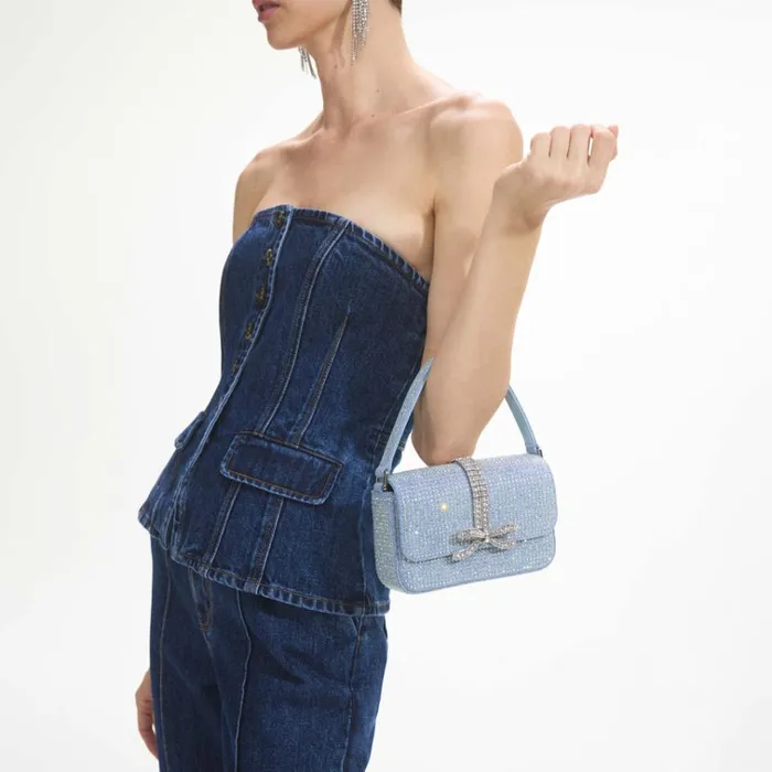 Self Portrait Denim Blue Rhinestone Denim Baguette Bag 8211 Women Self Portrait Denim Blue Rhinestone Denim Baguette Bag 8211 Women