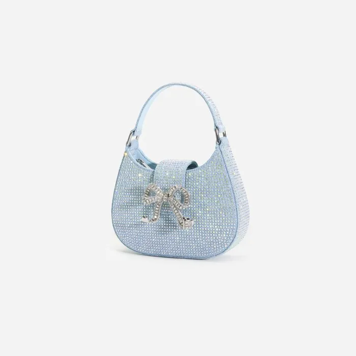 Self Portrait Denim Blue Rhinestone Denim Cresent Bag 8211 Women Self Portrait Denim Blue Rhinestone Denim Cresent Bag 8211 Women