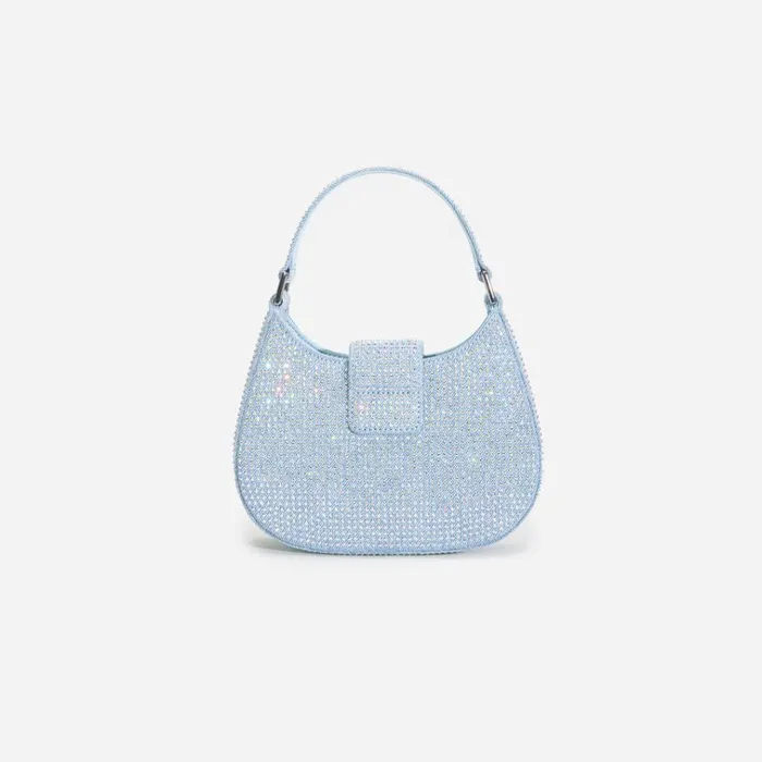 Self Portrait Denim Blue Rhinestone Denim Cresent Bag 8211 Women Self Portrait Denim Blue Rhinestone Denim Cresent Bag 8211 Women