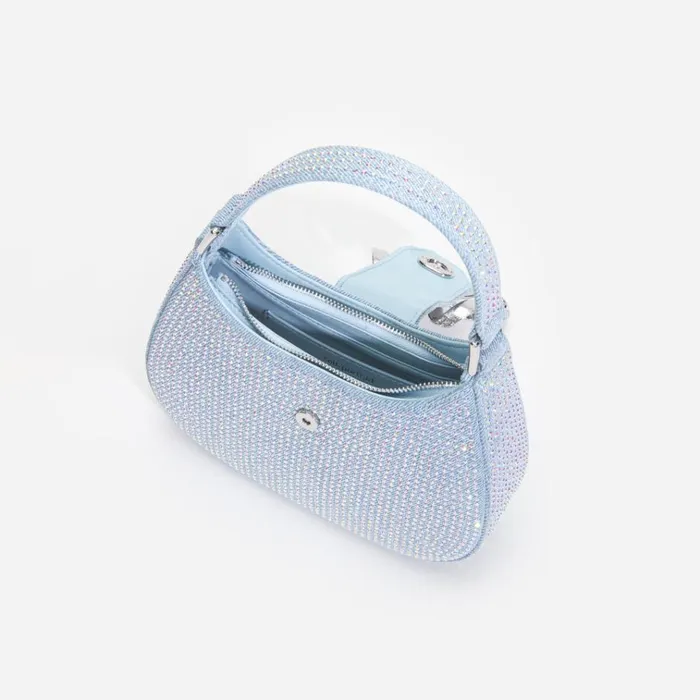 Self Portrait Denim Blue Rhinestone Denim Cresent Bag 8211 Women Self Portrait Denim Blue Rhinestone Denim Cresent Bag 8211 Women