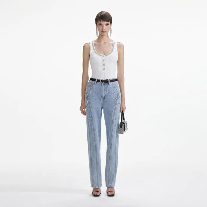 Self Portrait Denim Crystal Embellished Denim Jeans 8211 Women