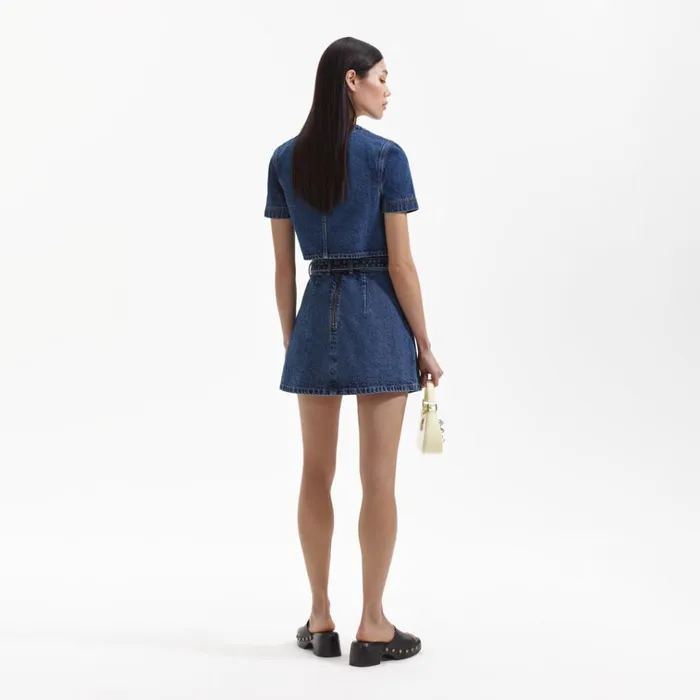 Self Portrait Denim Denim Short Sleeve Crop Top 8211 Women Self Portrait Denim Denim Short Sleeve Crop Top 8211 Women