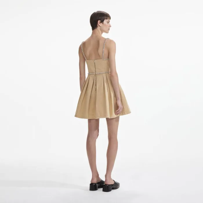Self Portrait Dresses Beige Diamante Denim Mini Dress 8211 Women Self Portrait Dresses Beige Diamante Denim Mini Dress 8211 Women