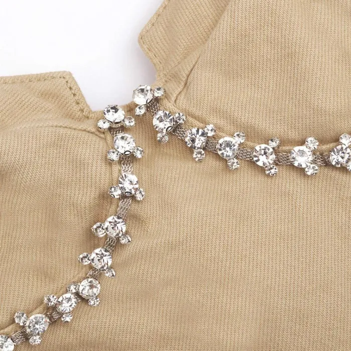 Self Portrait Dresses Beige Diamante Denim Mini Dress 8211 Women Self Portrait Dresses Beige Diamante Denim Mini Dress 8211 Women