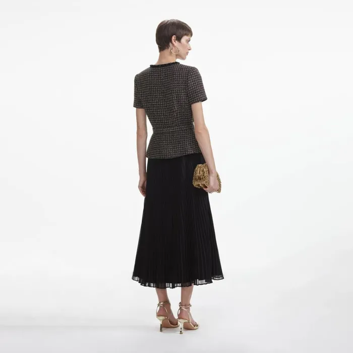 Self Portrait Dresses Black Boucle Chiffon Midi Dress 8211 Women Self Portrait Dresses Black Boucle Chiffon Midi Dress 8211 Women
