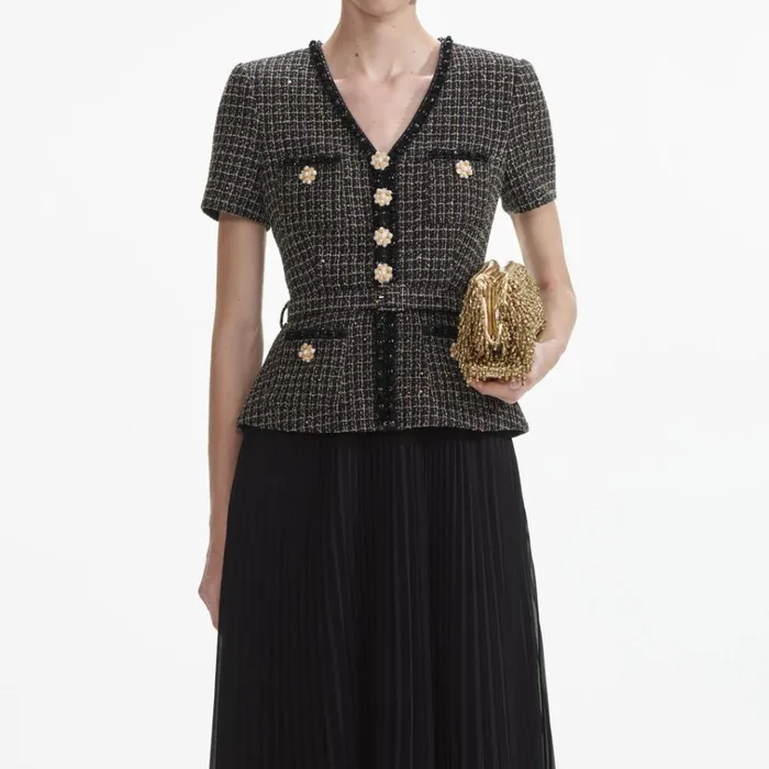 Self Portrait Dresses Black Boucle Chiffon Midi Dress 8211 Women Self Portrait Dresses Black Boucle Chiffon Midi Dress 8211 Women