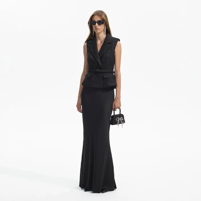 Self Portrait Dresses Black Boucle Maxi Dress 8211 Women Self Portrait Dresses Black Boucle Maxi Dress 8211 Women