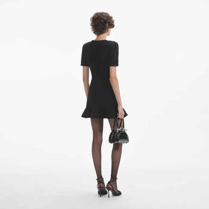 Self Portrait Dresses Black Buttoned Knit Mini Dress 8211 Women Self Portrait Dresses Black Buttoned Knit Mini Dress 8211 Women