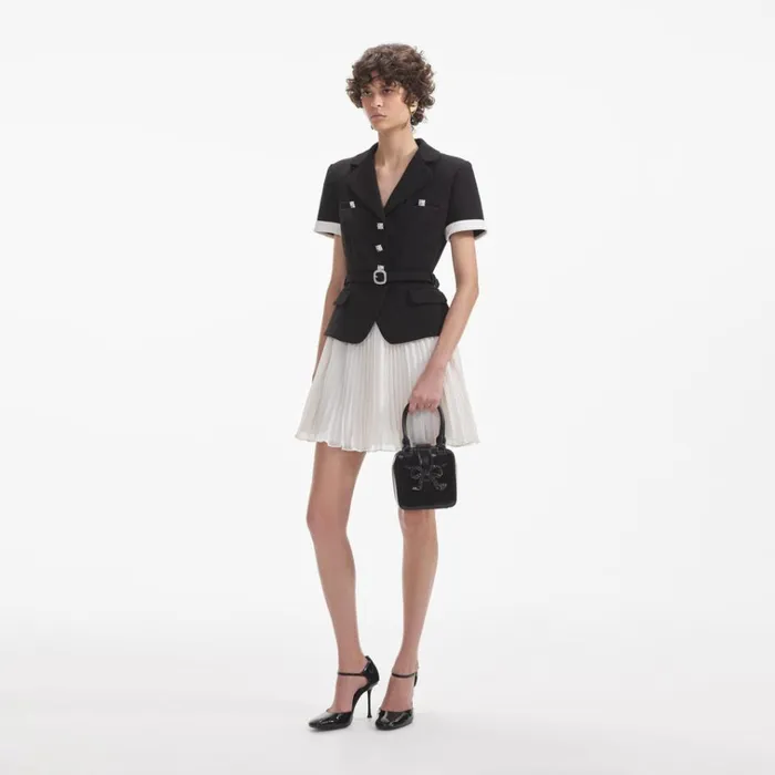 Self Portrait Dresses Black Crepe Contrast Chiffon Mini Dress 8211 Women Self Portrait Dresses Black Crepe Contrast Chiffon Mini Dress 8211 Women