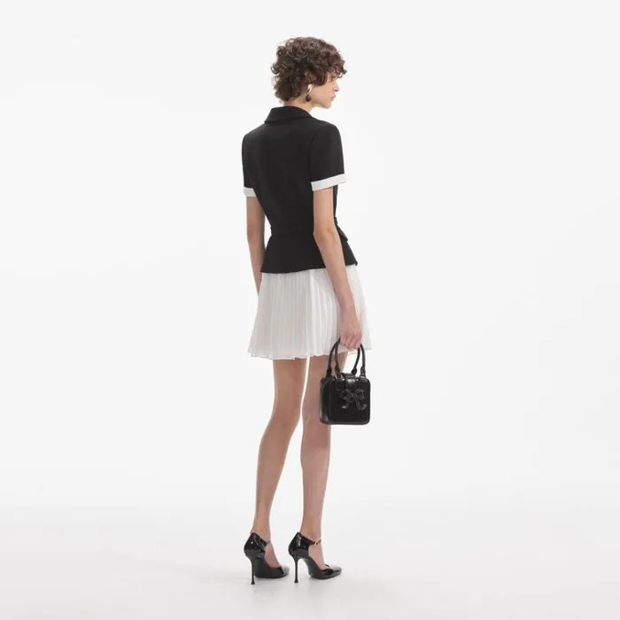 Self Portrait Dresses Black Crepe Contrast Chiffon Mini Dress 8211 Women Self Portrait Dresses Black Crepe Contrast Chiffon Mini Dress 8211 Women