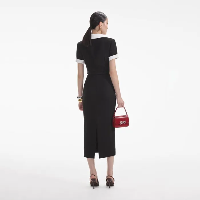 Self Portrait Dresses Black Crepe Contrast Midi Dress 8211 Women Self Portrait Dresses Black Crepe Contrast Midi Dress 8211 Women