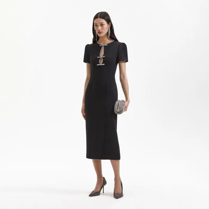 Self Portrait Dresses Black Crepe Diamante Bow Midi Dress 8211 Women Self Portrait Dresses Black Crepe Diamante Bow Midi Dress 8211 Women