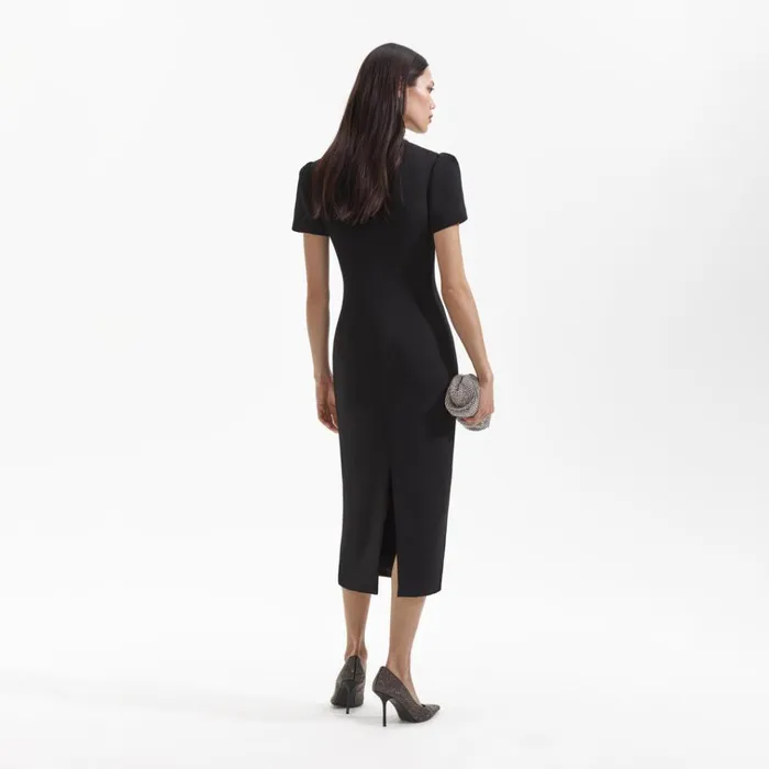 Self Portrait Dresses Black Crepe Diamante Bow Midi Dress 8211 Women Self Portrait Dresses Black Crepe Diamante Bow Midi Dress 8211 Women