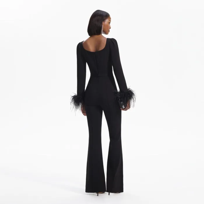 Self Portrait Dresses Black Crepe Feather Jumpsuit 8211 Women Self Portrait Dresses Black Crepe Feather Jumpsuit 8211 Women