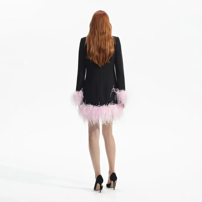 Self Portrait Dresses Black Crepe Feather Mini Dress 8211 Women Self Portrait Dresses Black Crepe Feather Mini Dress 8211 Women