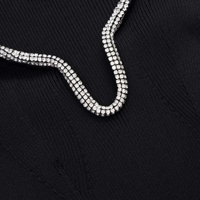 Self Portrait Dresses Black Knit Diamante Trim Midi Dress 8211 Women Self Portrait Dresses Black Knit Diamante Trim Midi Dress 8211 Women