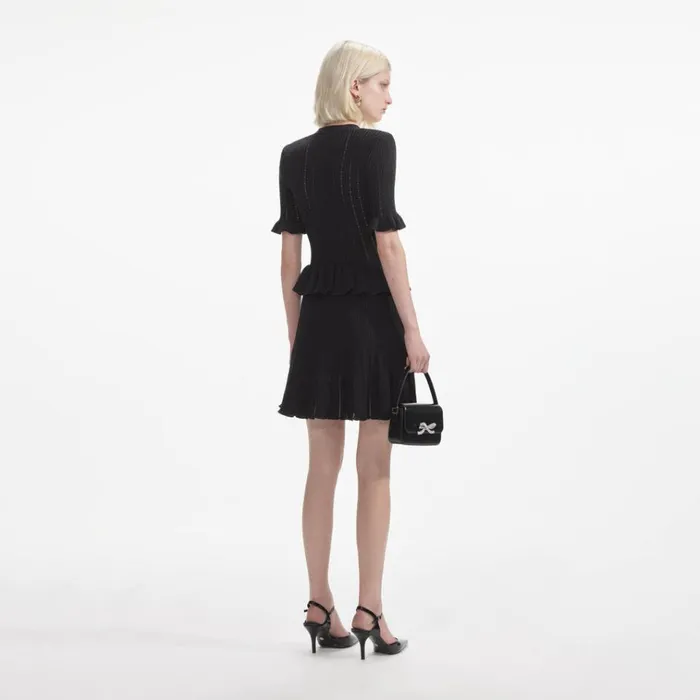 Self Portrait Dresses Black Knit Peplum Mini Dress 8211 Women Self Portrait Dresses Black Knit Peplum Mini Dress 8211 Women
