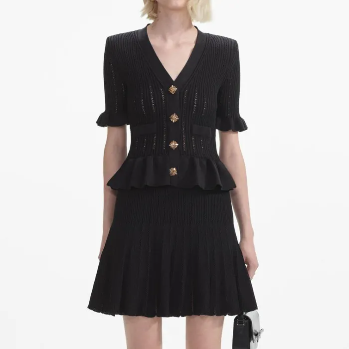 Self Portrait Dresses Black Knit Peplum Mini Dress 8211 Women Self Portrait Dresses Black Knit Peplum Mini Dress 8211 Women