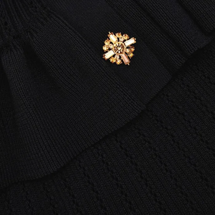 Self Portrait Dresses Black Knit Peplum Mini Dress 8211 Women Self Portrait Dresses Black Knit Peplum Mini Dress 8211 Women