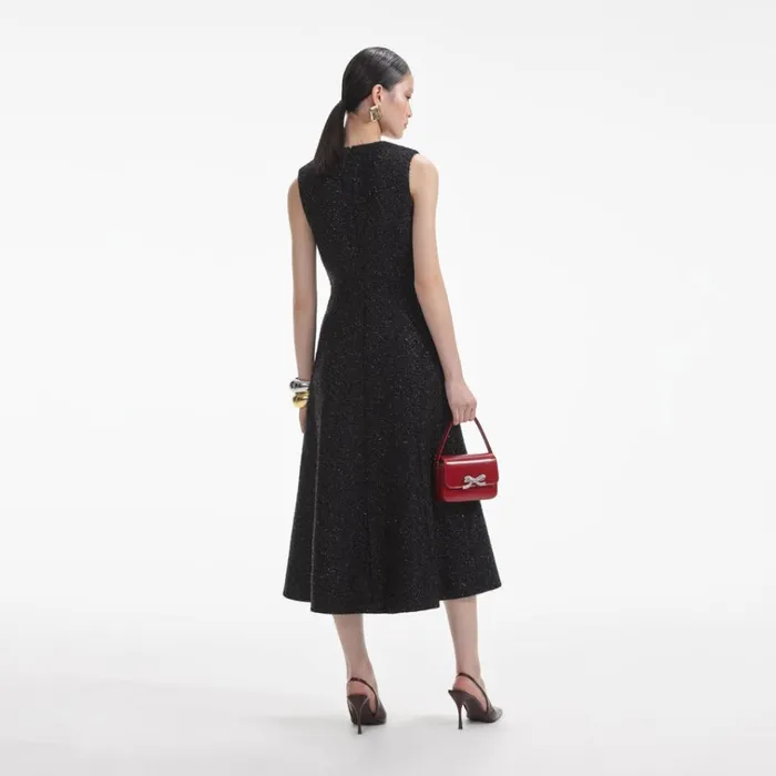Self Portrait Dresses Black Tinsel Boucle Buttoned Midi Dress 8211 Women Self Portrait Dresses Black Tinsel Boucle Buttoned Midi Dress 8211 Women
