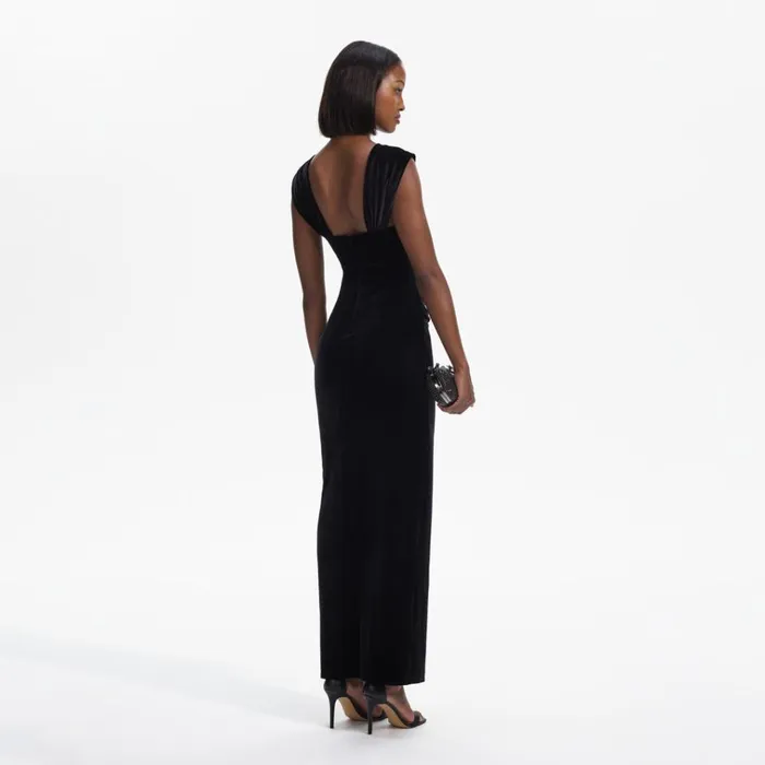Self Portrait Dresses Black Velvet CutOut Slit Maxi Dress 8211 Women Self Portrait Dresses Black Velvet CutOut Slit Maxi Dress 8211 Women