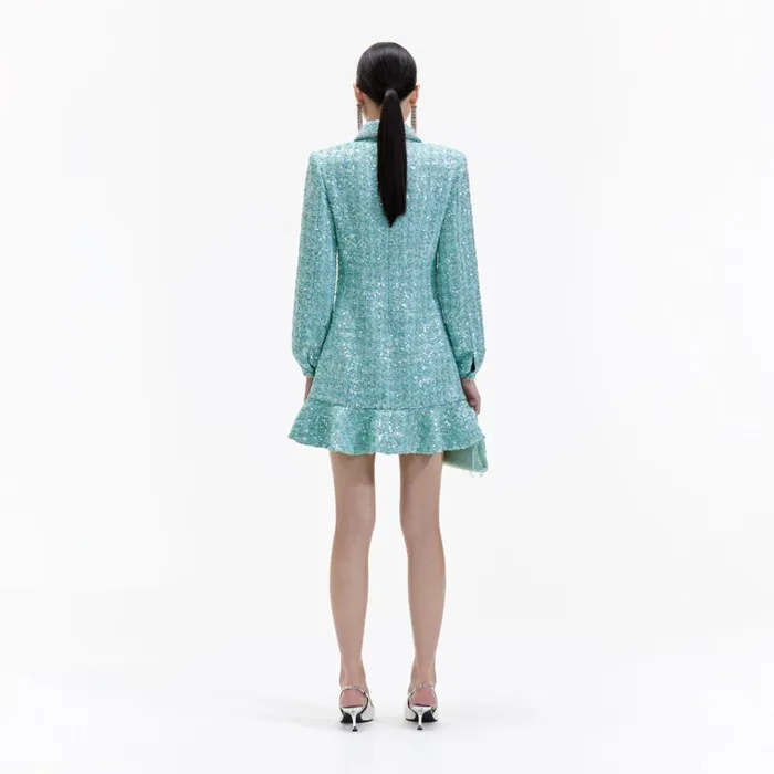 Self Portrait Dresses Blue Boucle Collared Mini Dress 8211 Women Self Portrait Dresses Blue Boucle Collared Mini Dress 8211 Women