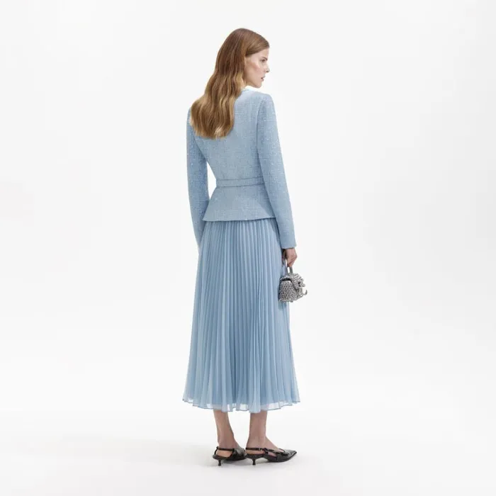 Self Portrait Dresses Blue Boucle Tailored Midi Dress 8211 Women Self Portrait Dresses Blue Boucle Tailored Midi Dress 8211 Women