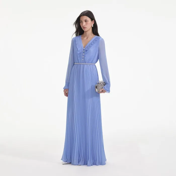Self Portrait Dresses Blue Chiffon Maxi Dress 8211 Women Self Portrait Dresses Blue Chiffon Maxi Dress 8211 Women