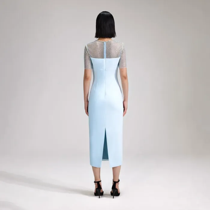 Self Portrait Dresses Blue Crepe Diamante Midi Dress 8211 Women Self Portrait Dresses Blue Crepe Diamante Midi Dress 8211 Women