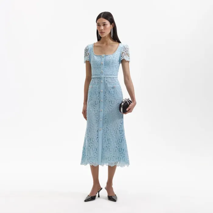 Self Portrait Dresses Blue Lace Diamante Midi Dress 8211 Women Self Portrait Dresses Blue Lace Diamante Midi Dress 8211 Women
