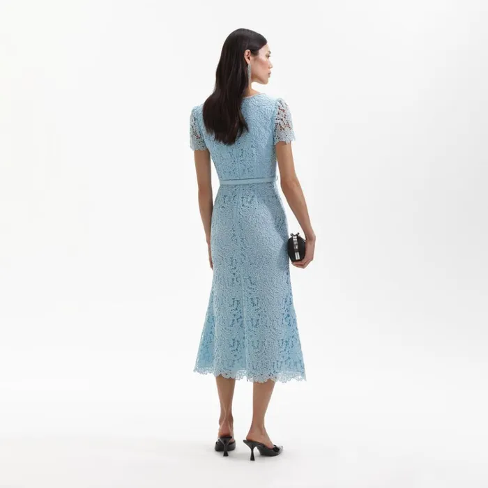 Self Portrait Dresses Blue Lace Diamante Midi Dress 8211 Women Self Portrait Dresses Blue Lace Diamante Midi Dress 8211 Women