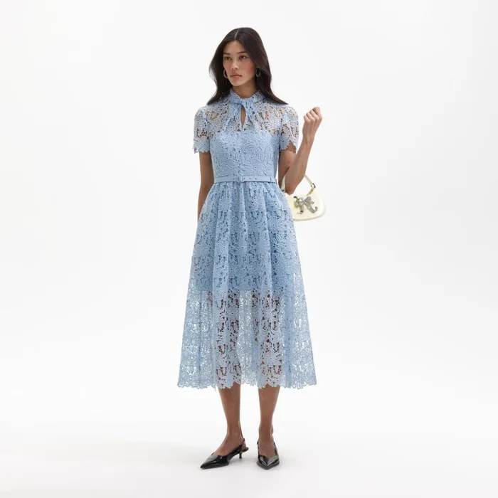 Self Portrait Dresses Blue Lace Keyhole Midi Dress 8211 Women Self Portrait Dresses Blue Lace Keyhole Midi Dress 8211 Women