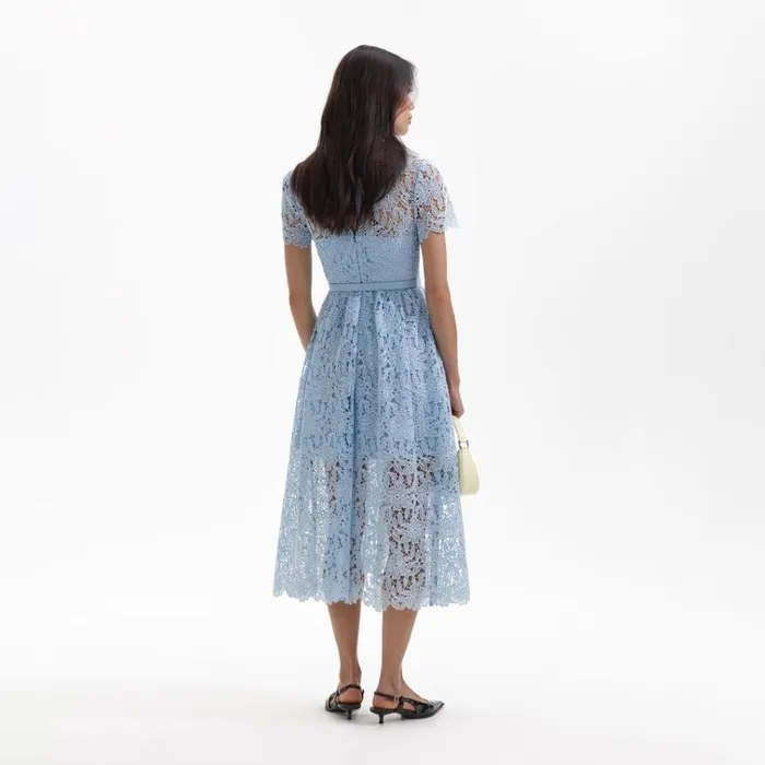 Self Portrait Dresses Blue Lace Keyhole Midi Dress 8211 Women Self Portrait Dresses Blue Lace Keyhole Midi Dress 8211 Women