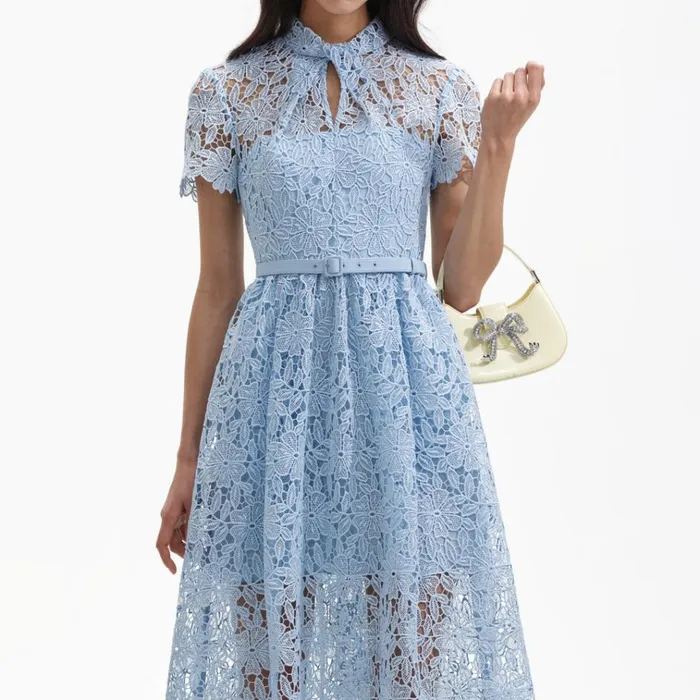 Self Portrait Dresses Blue Lace Keyhole Midi Dress 8211 Women Self Portrait Dresses Blue Lace Keyhole Midi Dress 8211 Women