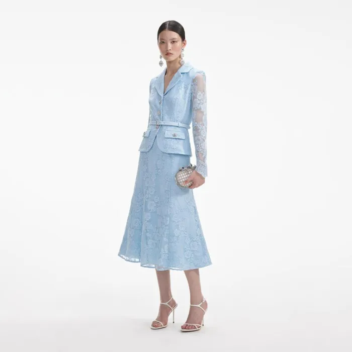 Self Portrait Dresses Blue Lace Tailored Midi Dress 8211 Women Self Portrait Dresses Blue Lace Tailored Midi Dress 8211 Women