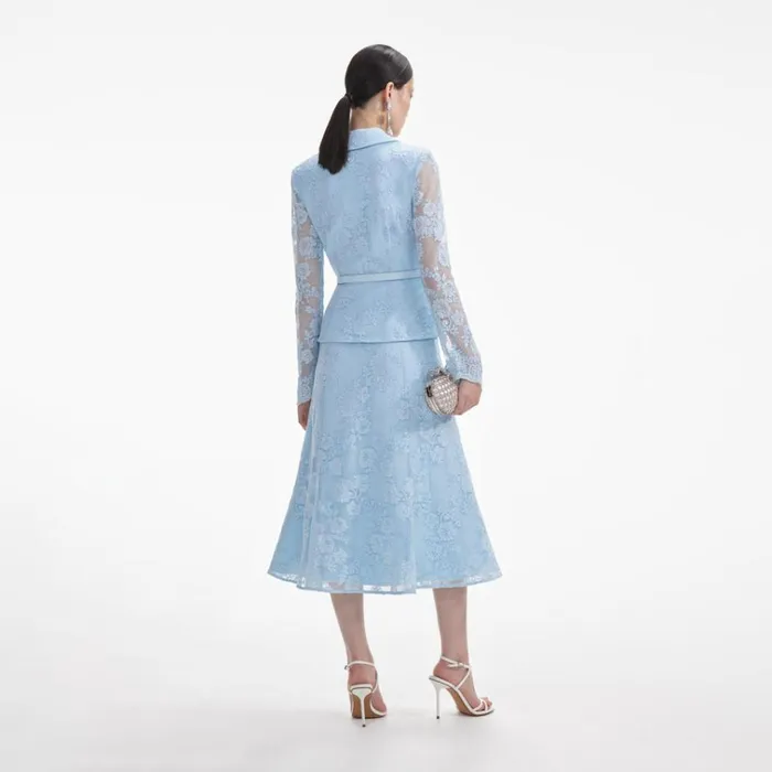 Self Portrait Dresses Blue Lace Tailored Midi Dress 8211 Women Self Portrait Dresses Blue Lace Tailored Midi Dress 8211 Women