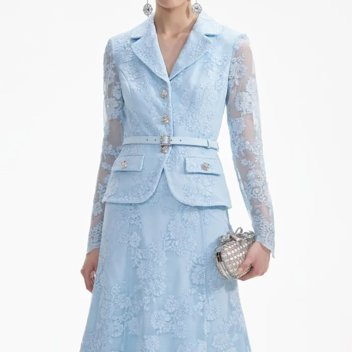 Self Portrait Dresses Blue Lace Tailored Midi Dress 8211 Women Self Portrait Dresses Blue Lace Tailored Midi Dress 8211 Women