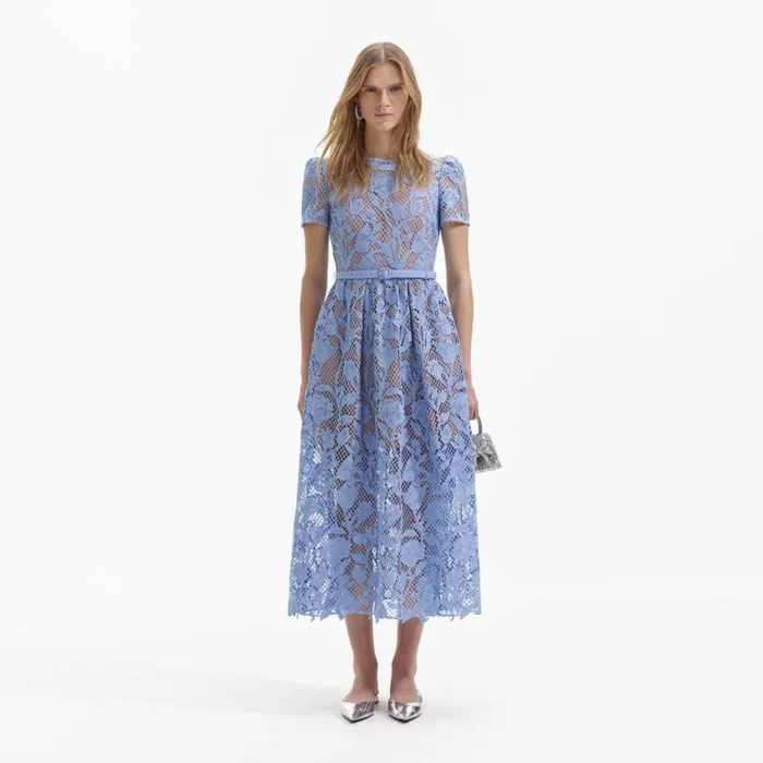 Self Portrait Dresses Blue Lily Lace Midi Dress 8211 Women