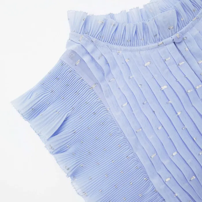 Self Portrait Dresses Blue Metallic Chiffon Midi Dress 8211 Women Self Portrait Dresses Blue Metallic Chiffon Midi Dress 8211 Women