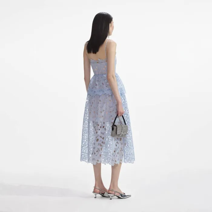 Self Portrait Dresses Blue Organza Lace Midi Dress 8211 Women Self Portrait Dresses Blue Organza Lace Midi Dress 8211 Women