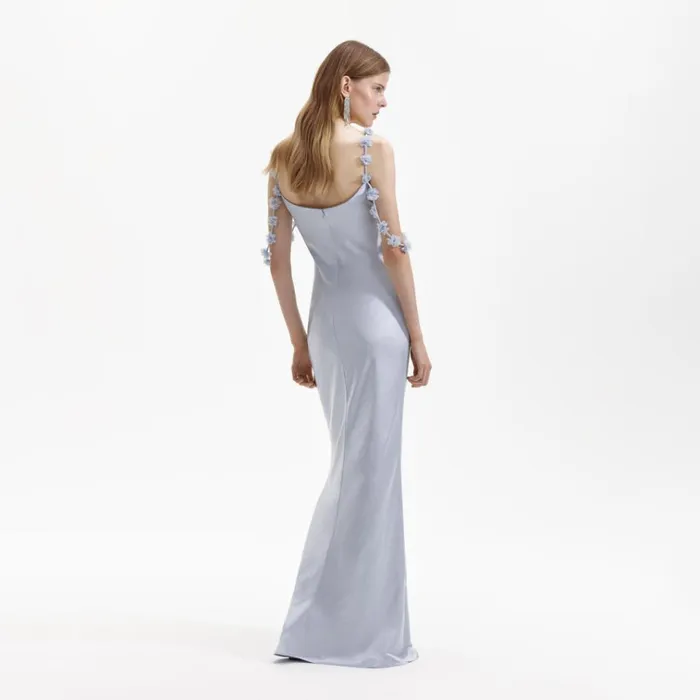 Self Portrait Dresses Blue Satin Flower Maxi Dress 8211 Women Self Portrait Dresses Blue Satin Flower Maxi Dress 8211 Women