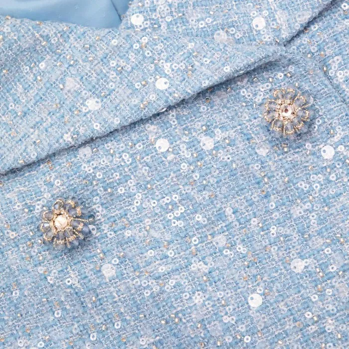 Self Portrait Dresses Blue Sequin Boucle Midi Dress 8211 Women Self Portrait Dresses Blue Sequin Boucle Midi Dress 8211 Women