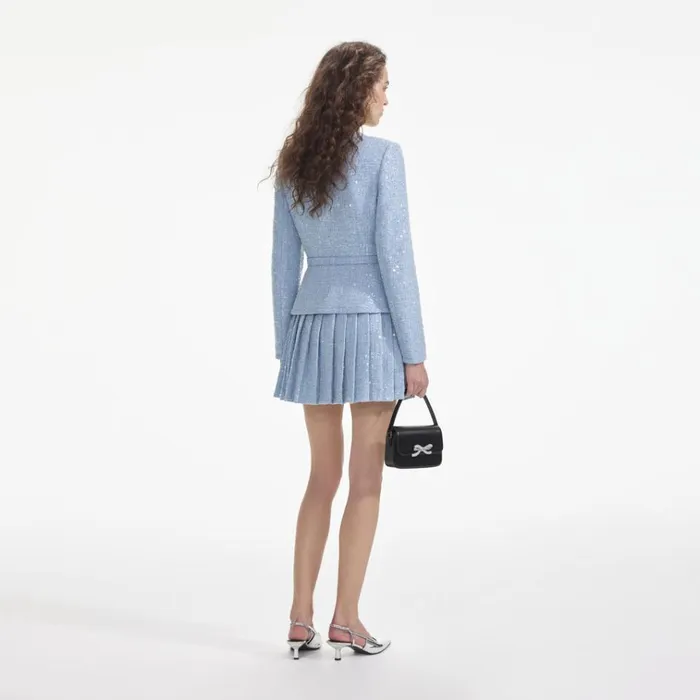 Self Portrait Dresses Blue Sequin Boucle Mini Jacket Dress 8211 Women Self Portrait Dresses Blue Sequin Boucle Mini Jacket Dress 8211 Women
