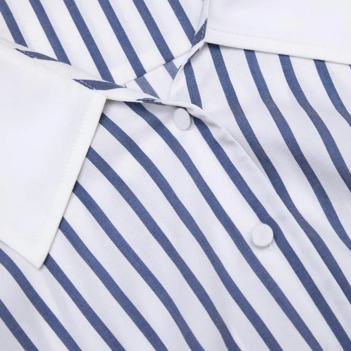 Self Portrait Dresses Blue Stripe Cotton Mini Dress 8211 Women Self Portrait Dresses Blue Stripe Cotton Mini Dress 8211 Women